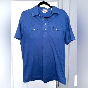 Original Penguin classic fit short sleeve half button shirt blue men size L